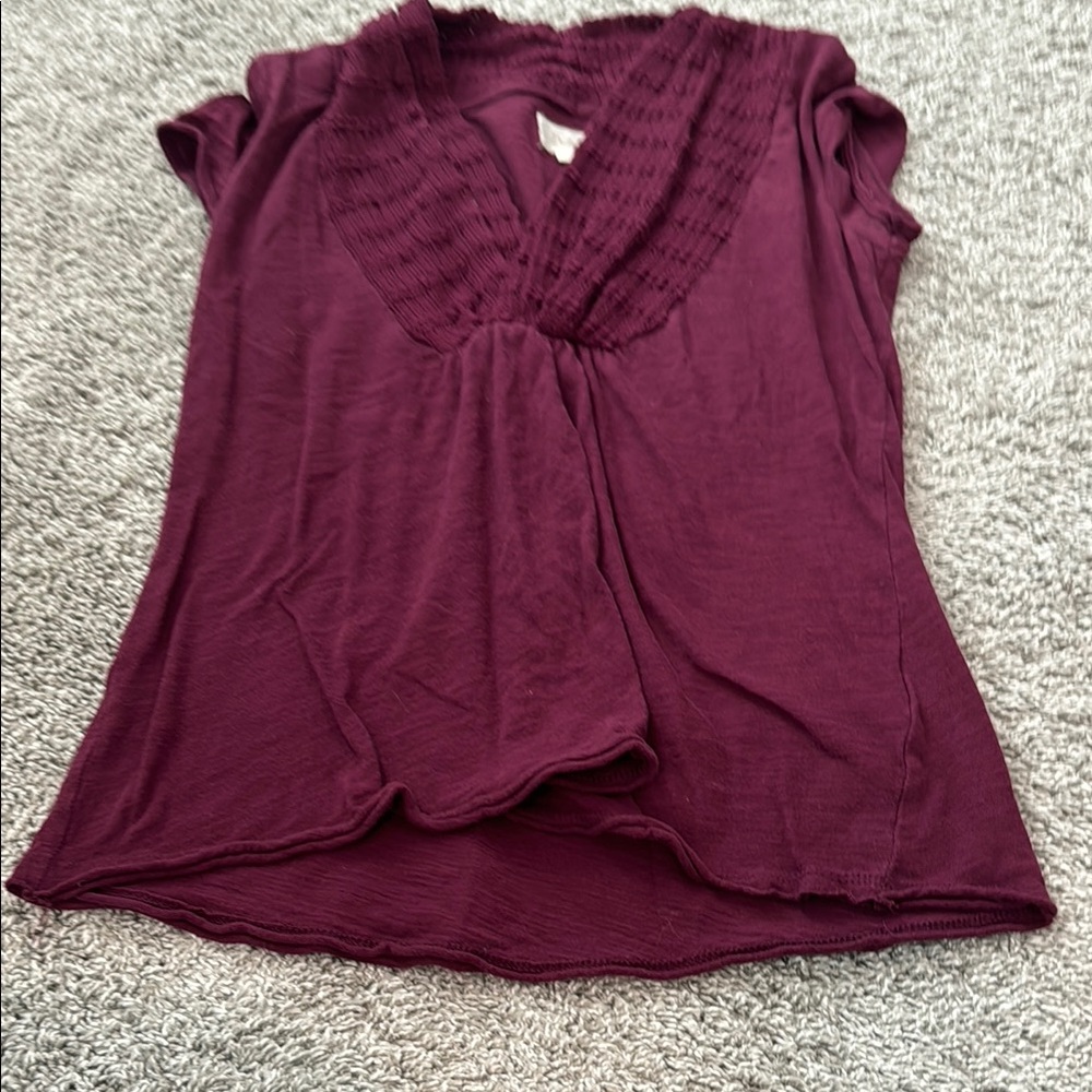 Deletta Red Ruffled Cap Sleeve Blouse